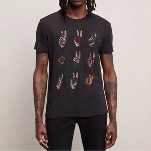 John Varvatos Black Short Sleeve Graphic Peace Sign Tee